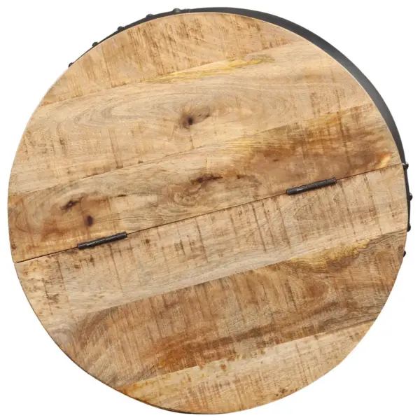 Mangopuidust ja terasest kohvilaud, vanaaegses stiilis, 53 x 43 cm – 6