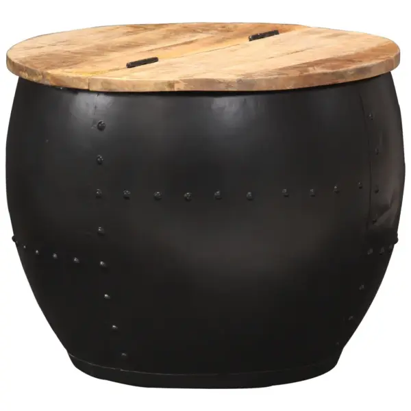 Mangopuidust ja terasest kohvilaud, vanaaegses stiilis, 53 x 43 cm – 8