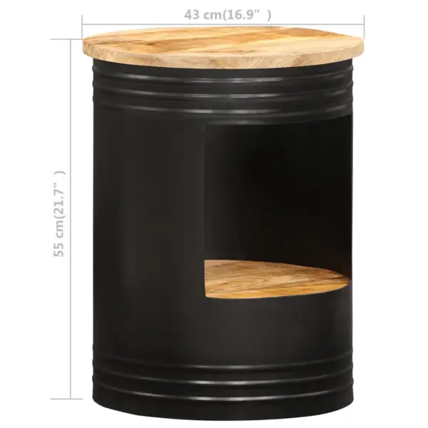 Mangopuidust ja metallist kohvilaud avatud sektsiooniga, naturaalne/must, 43 x 55 cm – 6