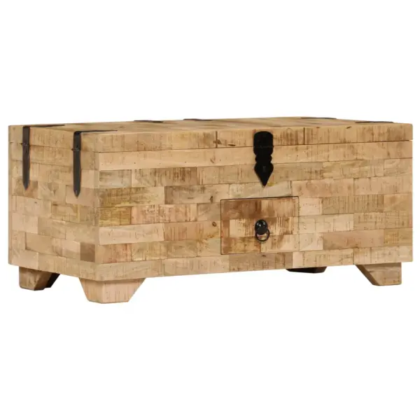 Mangopuidust kohvilaud hoiukirstuna, 3 panipaika ja sahtel, 80 x 40 x 35 cm – 3
