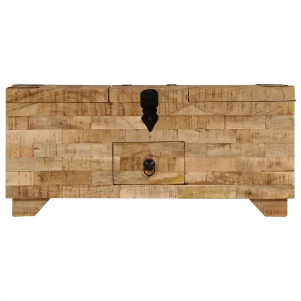 Mangopuidust kohvilaud hoiukirstuna, 3 panipaika ja sahtel, 80 x 40 x 35 cm – 4