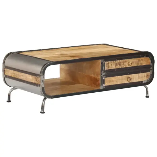 Mangopuidust ja metallraamiga kohvilaud kahe sahtliga, 100 x 50 x 35 cm – 13