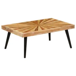 Mangopuidust kohvilaud dekoratiivse mustriga, pruun, 90 x 55 x 36 cm