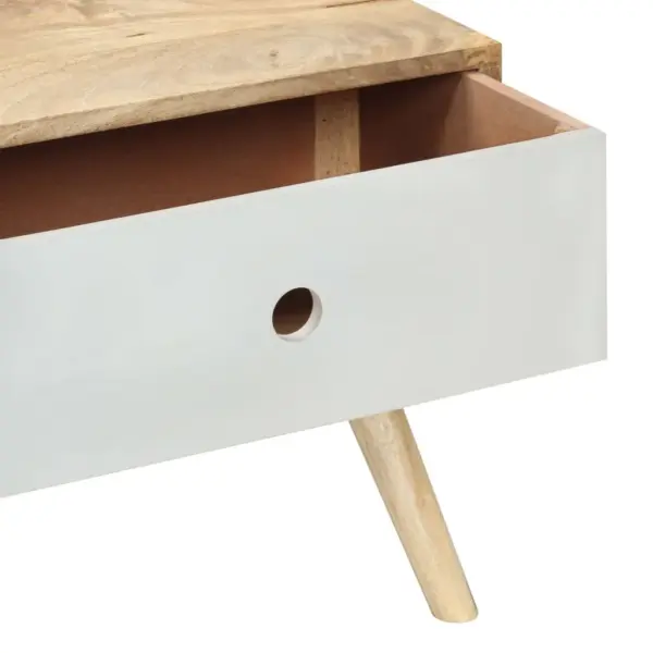 Mangopuidust kohvilaud sahtli ja riiuliga, pruun-valge, 90 x 50 x 40 cm – 5