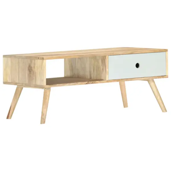 Mangopuidust kohvilaud sahtli ja riiuliga, pruun-valge, 90 x 50 x 40 cm – 10