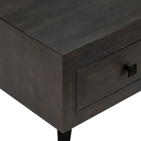 Mangopuidust kohvilaud sahtlite ja avatud riiuliga, pruun, terasjalgadel, 100 x 60 x 35 cm – 5