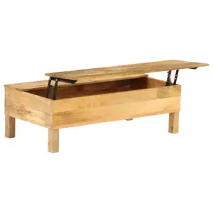 Mangopuidust kohvilaud tõstetava plaadiga ja hoiukastiga, 110 x 55 x 35 cm