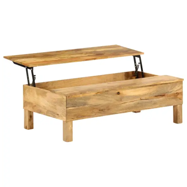 Mangopuidust kohvilaud tõstetava plaadiga ja hoiukastiga, 110 x 55 x 35 cm - 4