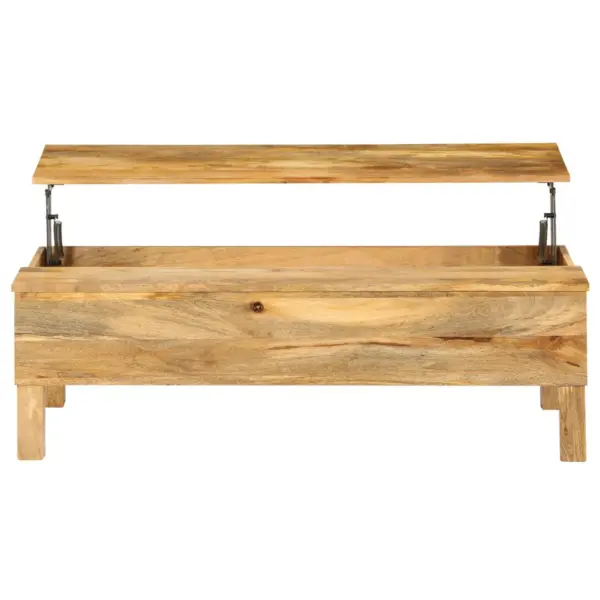 Mangopuidust kohvilaud tõstetava plaadiga ja hoiukastiga, 110 x 55 x 35 cm - 5