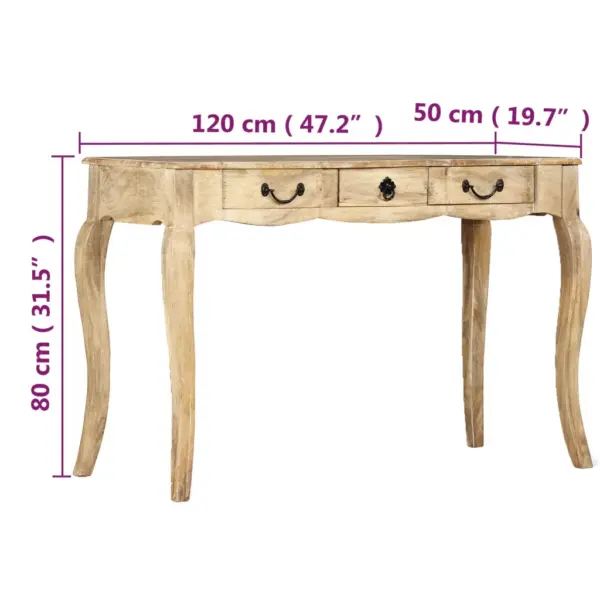 Mangopuidust konsoollaud 3 sahtliga, Prantsuse maamaja stiilis, 120 x 50 x 80 cm – 11