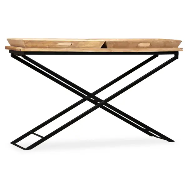 Tööstuslik mangopuidust konsoollaud eemaldatavate kandikutega, pruun, 130 x 40 x 80 cm – 2