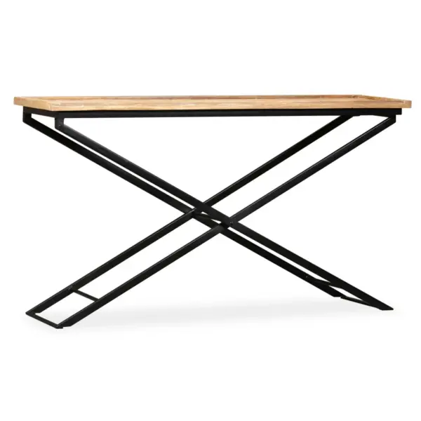 Tööstuslik mangopuidust konsoollaud eemaldatavate kandikutega, pruun, 130 x 40 x 80 cm – 5
