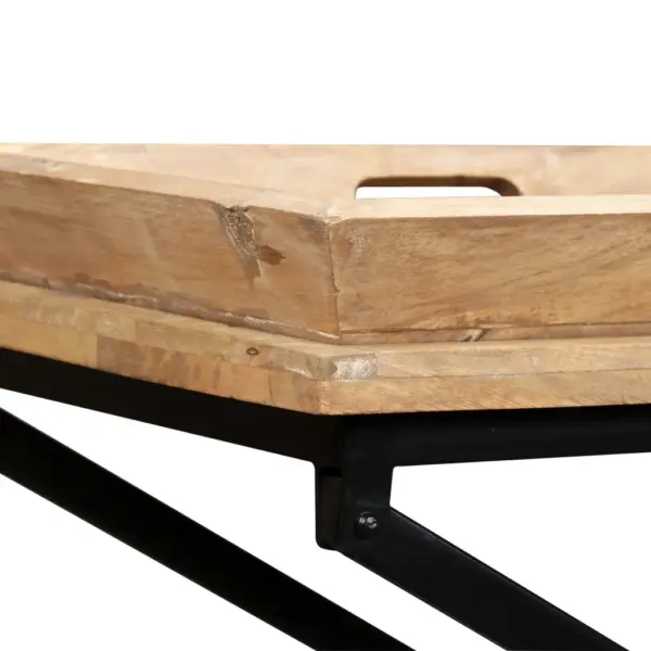 Tööstuslik mangopuidust konsoollaud eemaldatavate kandikutega, pruun, 130 x 40 x 80 cm – 8