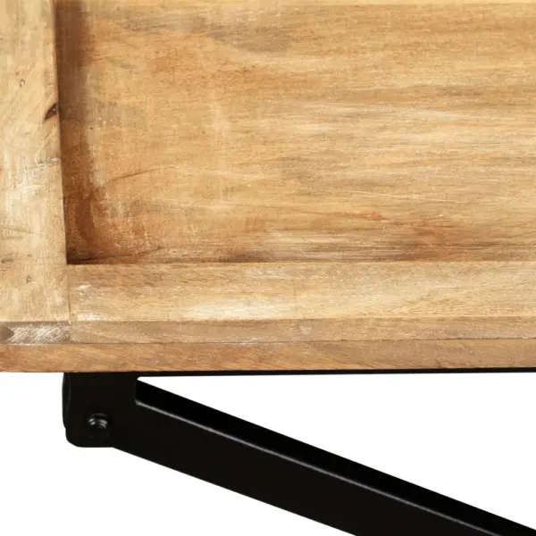 Tööstuslik mangopuidust konsoollaud eemaldatavate kandikutega, pruun, 130 x 40 x 80 cm – 9