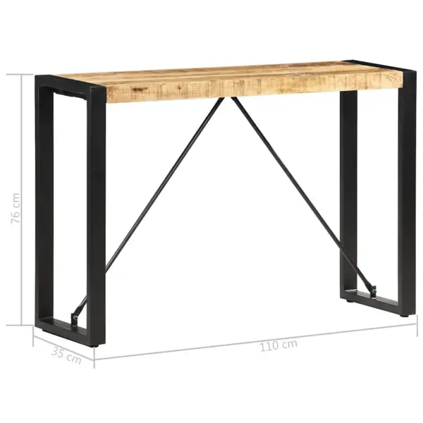 Tööstusliku stiiliga mangopuidust konsoollaud musta terasraamiga, 110 x 35 x 76 cm – 5