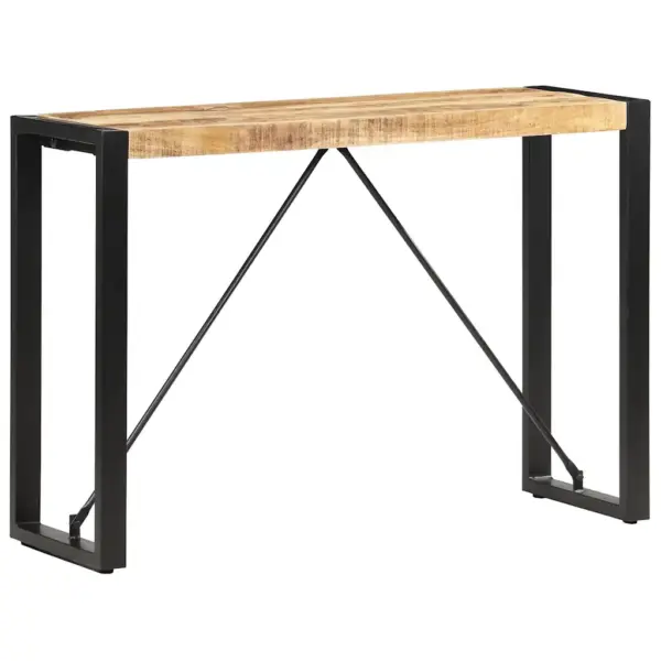 Tööstusliku stiiliga mangopuidust konsoollaud musta terasraamiga, 110 x 35 x 76 cm – 6
