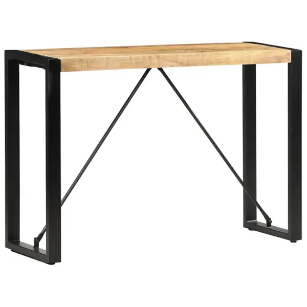 Tööstusliku stiiliga mangopuidust konsoollaud musta terasraamiga, 110 x 35 x 76 cm – 7