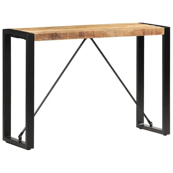 Tööstusliku stiiliga mangopuidust konsoollaud musta terasraamiga, 110 x 35 x 76 cm – 8
