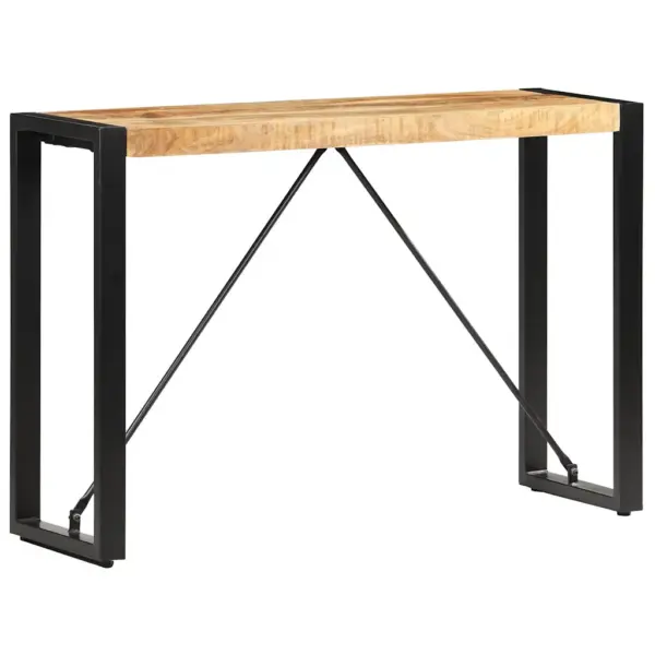 Tööstusliku stiiliga mangopuidust konsoollaud musta terasraamiga, 110 x 35 x 76 cm – 9
