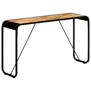 Tööstusliku stiiliga mangopuidust konsoollaud musta terasraamiga, 140 x 35 x 76 cm