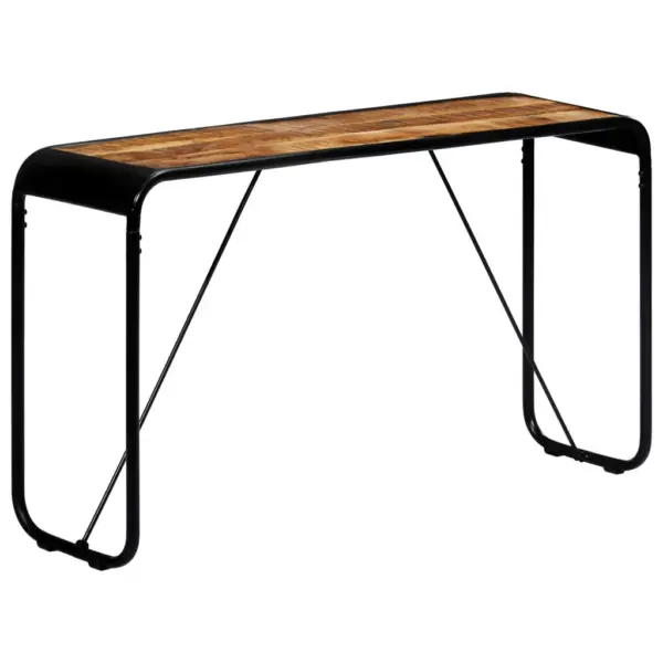 Tööstusliku stiiliga mangopuidust konsoollaud musta terasraamiga, 140 x 35 x 76 cm – 11