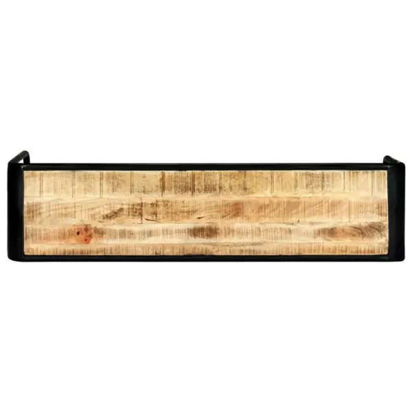 Tööstusliku stiiliga mangopuidust konsoollaud musta terasraamiga, 140 x 35 x 76 cm – 3