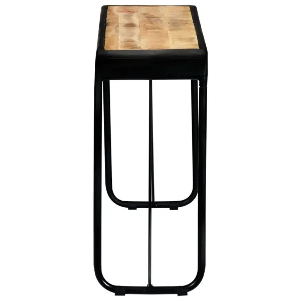 Tööstusliku stiiliga mangopuidust konsoollaud musta terasraamiga, 140 x 35 x 76 cm – 4
