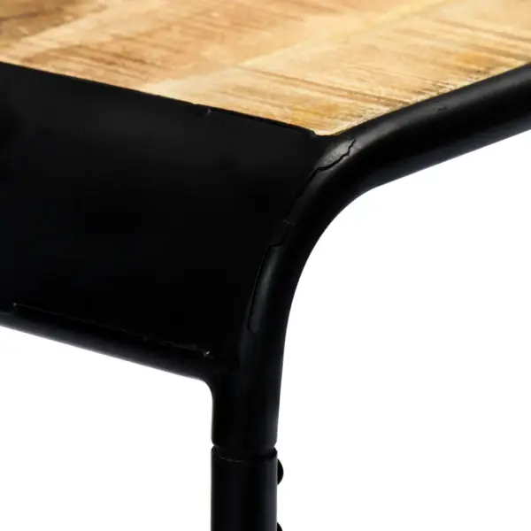 Tööstusliku stiiliga mangopuidust konsoollaud musta terasraamiga, 140 x 35 x 76 cm – 5