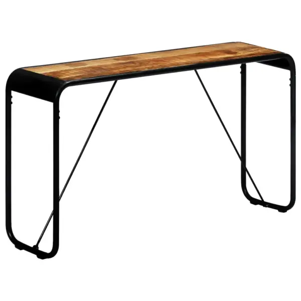 Tööstusliku stiiliga mangopuidust konsoollaud musta terasraamiga, 140 x 35 x 76 cm – 9