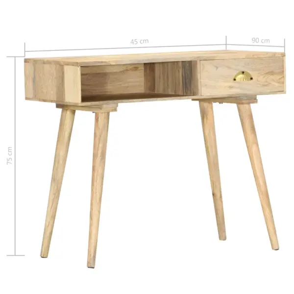 Maalähedane mangopuidust konsoollaud sahtli ja avatud riiuliga, 90 x 45 x 75 cm – 6