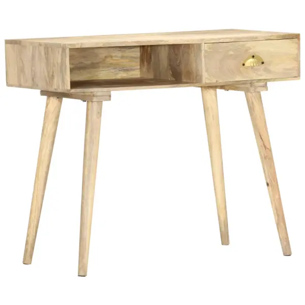 Maalähedane mangopuidust konsoollaud sahtli ja avatud riiuliga, 90 x 45 x 75 cm – 9