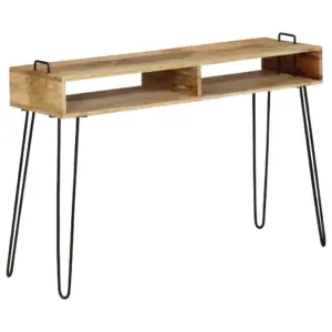 Tööstusliku stiiliga mangopuidust konsoollaud terasraamiga, 115 x 35 x 76 cm