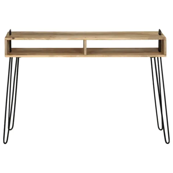 Tööstusliku stiiliga mangopuidust konsoollaud terasraamiga, 115 x 35 x 76 cm – 2