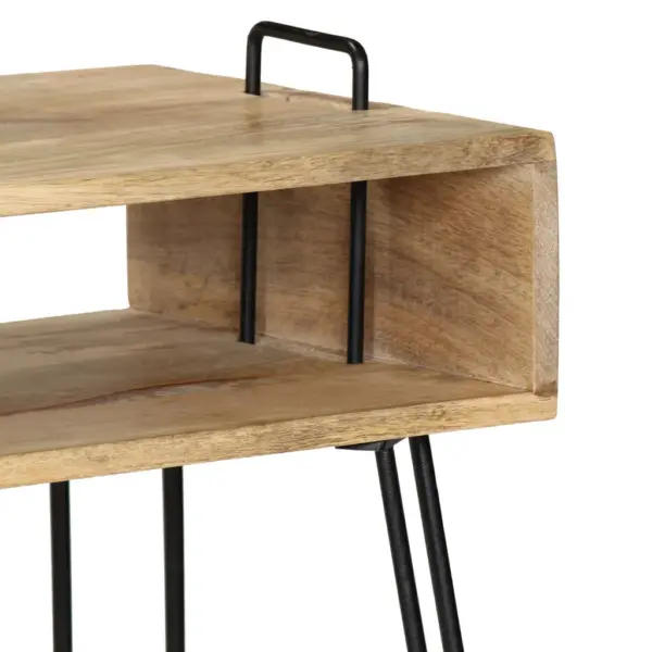 Tööstusliku stiiliga mangopuidust konsoollaud terasraamiga, 115 x 35 x 76 cm – 6