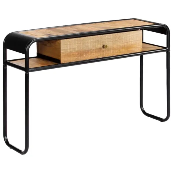 Mangopuidust konsoollaud pulbervärvitud terasraamiga, pruun, 118 x 30 x 75 cm – 3