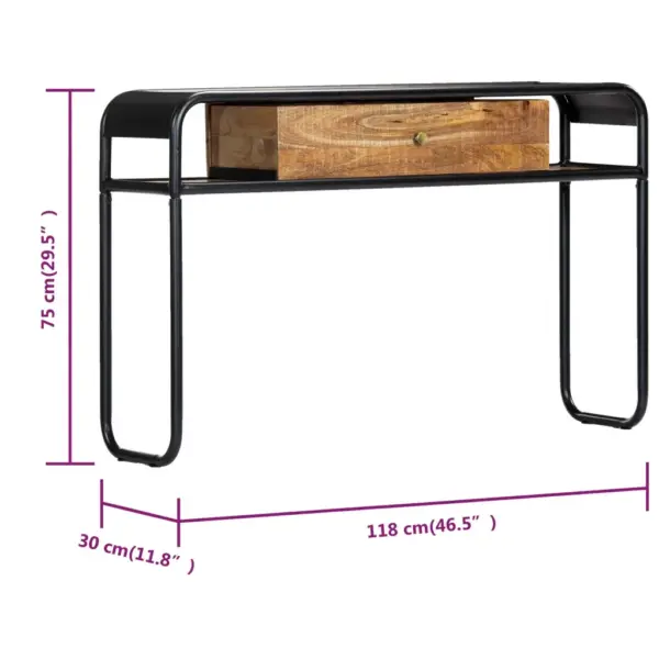Mangopuidust konsoollaud pulbervärvitud terasraamiga, pruun, 118 x 30 x 75 cm – 8