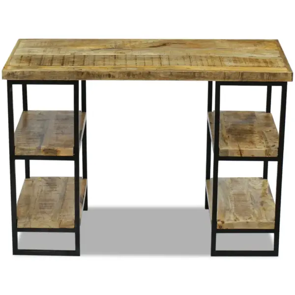 Tööstusliku stiiliga mangopuidust kontorilaud riiulitega, 110 x 50 x 76 cm – 6