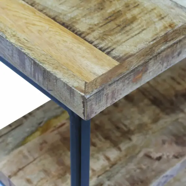 Tööstusliku stiiliga mangopuidust kontorilaud riiulitega, 110 x 50 x 76 cm – 7