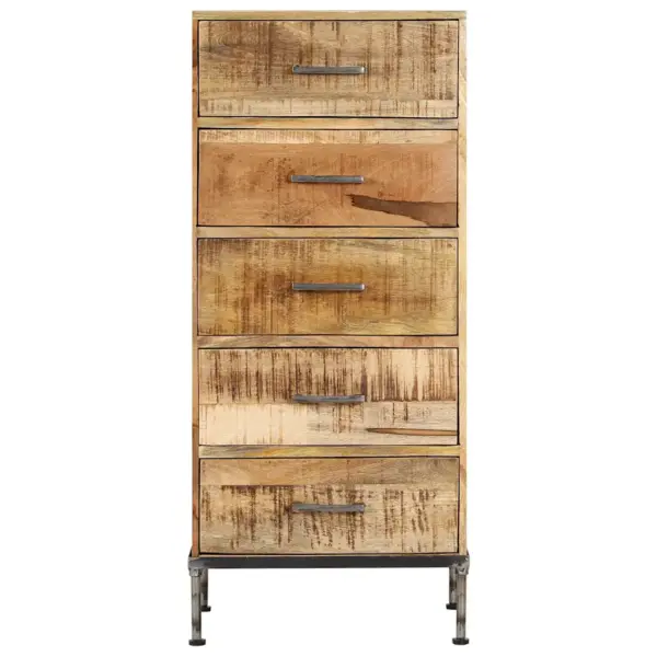 Mangopuidust kummut 5 sahtliga, lihvitud ja lakitud, 45 x 35 x 106 cm - 2