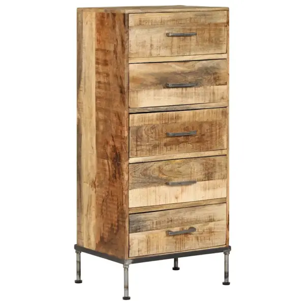 Mangopuidust kummut 5 sahtliga, lihvitud ja lakitud, 45 x 35 x 106 cm - 11