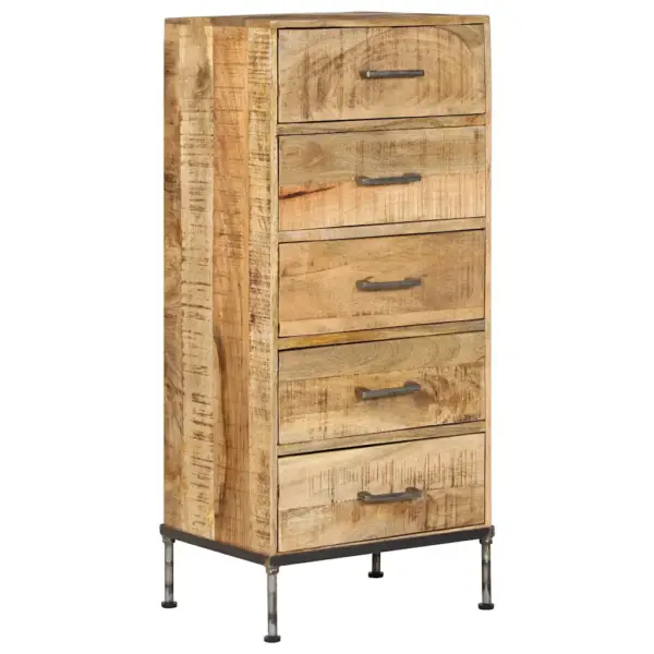 Mangopuidust kummut 5 sahtliga, lihvitud ja lakitud, 45 x 35 x 106 cm - 12