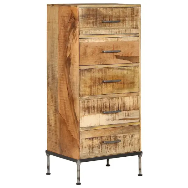 Mangopuidust kummut 5 sahtliga, lihvitud ja lakitud, 45 x 35 x 106 cm - 9
