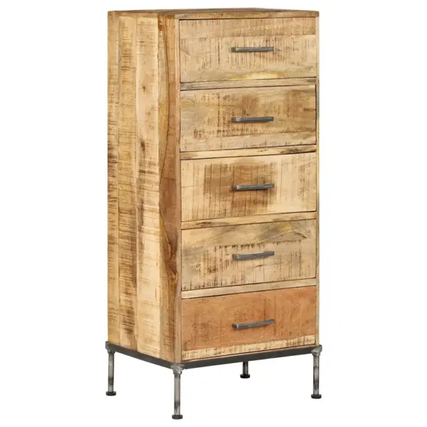 Mangopuidust kummut 5 sahtliga, lihvitud ja lakitud, 45 x 35 x 106 cm - 10