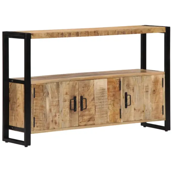 Mangopuidust kummut avatud riiuliga, must terasraam, 120 x 30 x 75 cm - 11