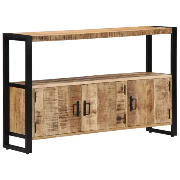 Mangopuidust kummut avatud riiuliga, must terasraam, 120 x 30 x 75 cm - 10