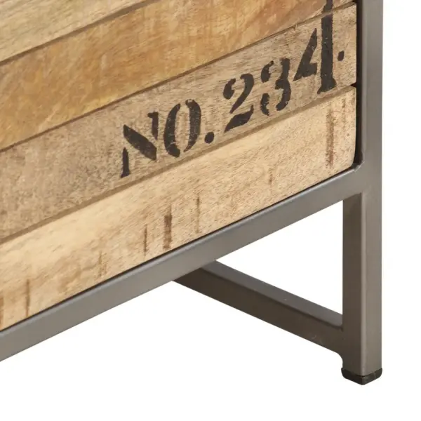 Hall mangopuidust kummut pulbervärvitud terasraamiga, 45 x 30 x 105 cm, viis sahtlit – 4