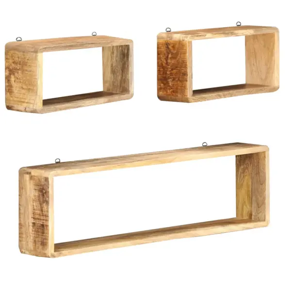 3-osaline mangopuidust kuubikukujuliste seinariiulite komplekt, pruun – 6