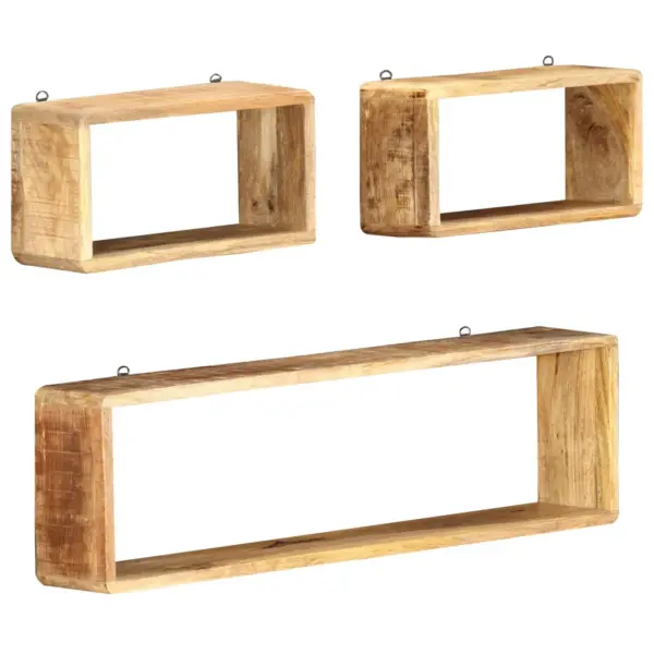 3-osaline mangopuidust kuubikukujuliste seinariiulite komplekt, pruun – 8