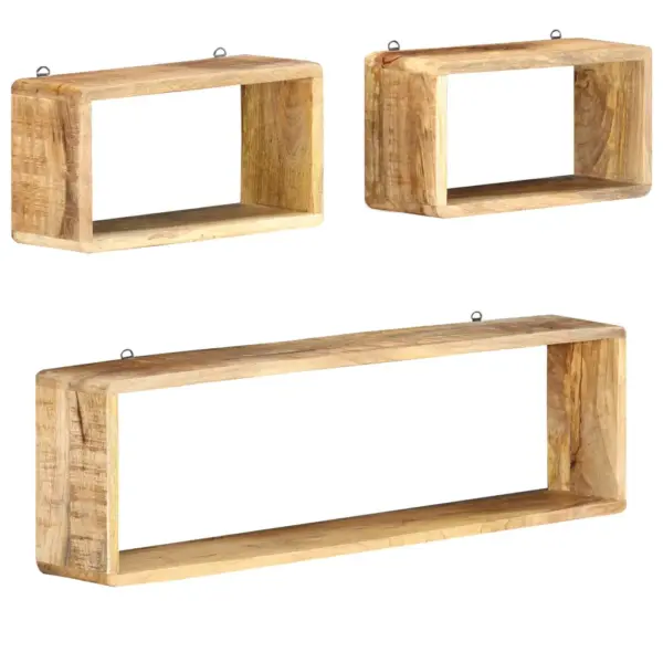 3-osaline mangopuidust kuubikukujuliste seinariiulite komplekt, pruun – 9