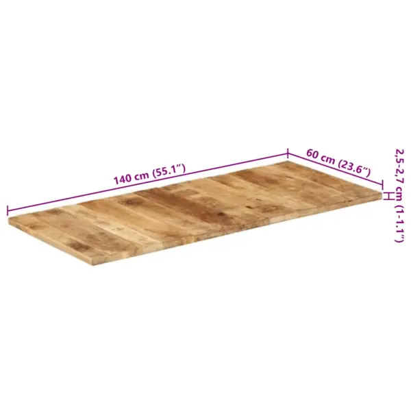 Mangopuidust lauaplaat, pruun, 140 x 60 cm, paksus 25–27 mm – 11